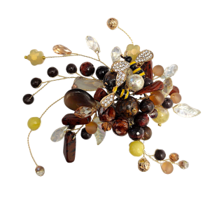 Брошь "Гречишный мед" с натуральными камнями