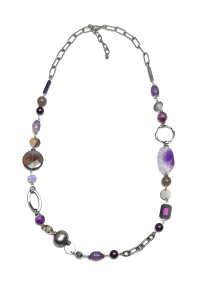 Колье из микса полудрагоценных и искусственных вставок (бижутерия)