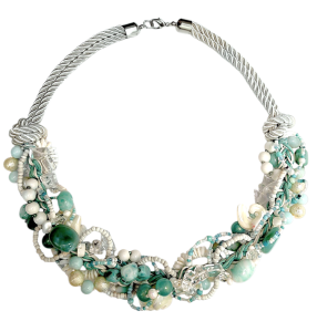 Колье "Морская царевна" с миксом натуральных камней