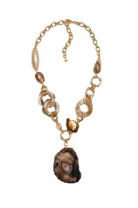 Колье из микса полудрагоценных и искусственных вставок (бижутерия)