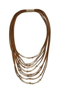 Колье из искусственной кожи и ювелирного сплава (бижутерия)