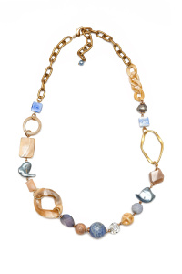 Колье из микса полудрагоценных и искусственных вставок (бижутерия)