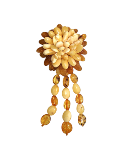 Брошь с натуральным янтарем (бижутерия)