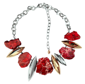 Колье с гематитом и варисцитом