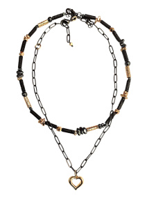 Комплект колье "Рандеву" с вулканической лавой и гематитом