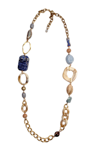 Колье из микса полудрагоценных и искусственных вставок (бижутерия)