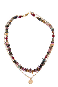 Колье из микса полудрагоценных и искусственных вставок (бижутерия)