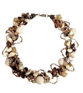 Колье "Кофейные острова" с миксом натуральных камней