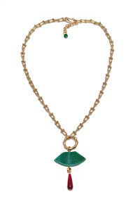 Колье "Шамаханская царица" с халцедоном и гематитом