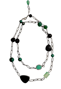 Колье из микса полудрагоценных и искусственных вставок (бижутерия)